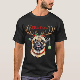 T-shirt Joyeux pugmas Noël pug chien