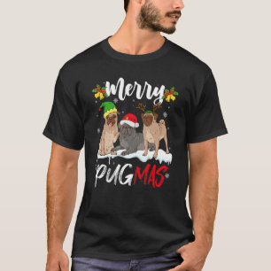 T-shirt Joyeux Pugmas  Santa Renne Elfe Chien Pug Noël