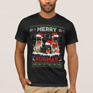 T-shirt Joyeux Pugmas Ugly Sweater Carlin de Noël Amoureux