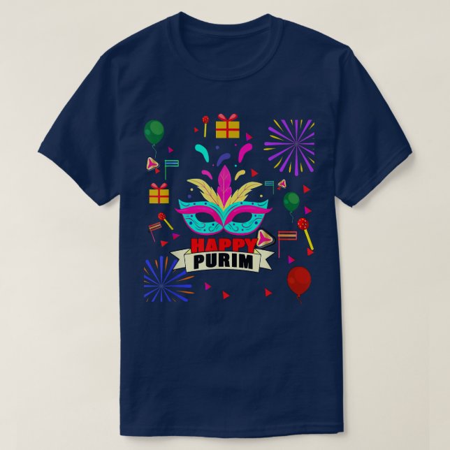 T-shirt Joyeux Purim Day Juif Fête Adulte Mardi Gras Te (Design devant)