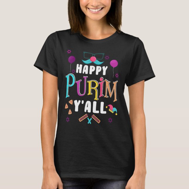 T-shirt Joyeux Purim Y'all Juif Costume de Fêtes 1 (Devant)