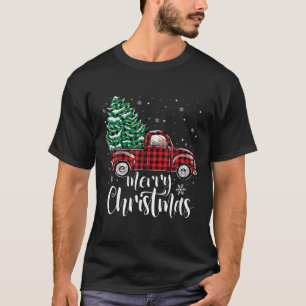 T-shirt Joyeux Pyjama de Camion Rouge Arbre de Noël, T Rou