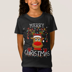 T-Shirt Joyeux Pyjama de correspondance rouge rennes de No