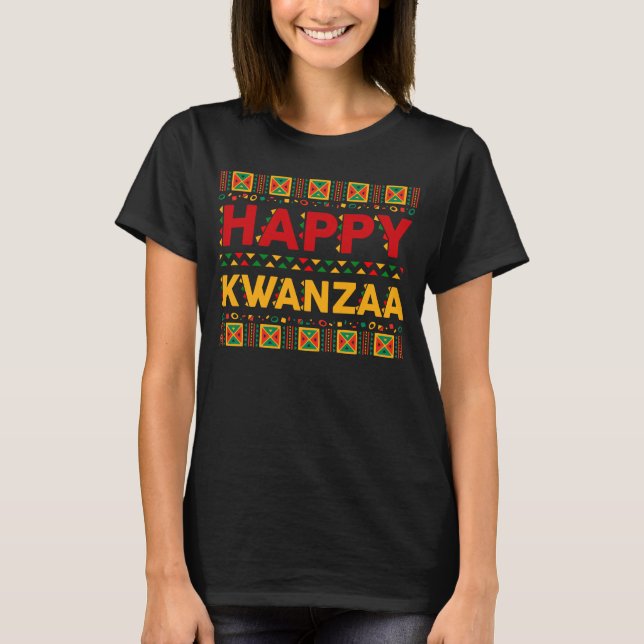 T-shirt Joyeux pyjama de Noël de famille noire Kwanzaa (Devant)