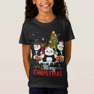 T-Shirt Joyeux Pyjama de Noël Funny Panda Xmas Gi de Noël