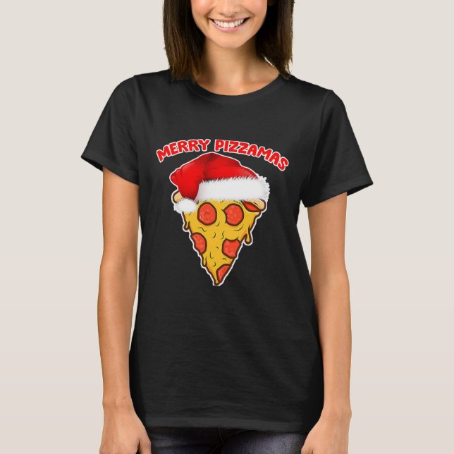 T-shirt Joyeux pyjama de pizza Pizzamas Noël (Devant)