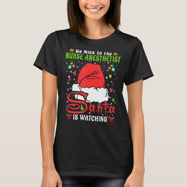 T-shirt Joyeux Pyjamas De Noël À L'Infirmière Anesthésiste (Devant)