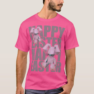 T-shirt Joyeux Rabbit de Pâques rose 3D Origami design