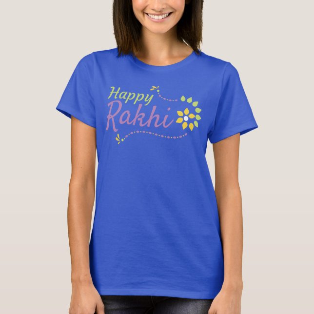 T-shirt Joyeux Rakhi, bracelet jaune (Devant)