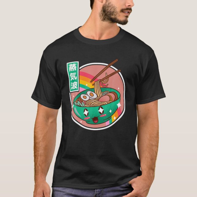 T-shirt Joyeux Ramen Bowl Arc-en-ciel japonais style Otaku (Devant)