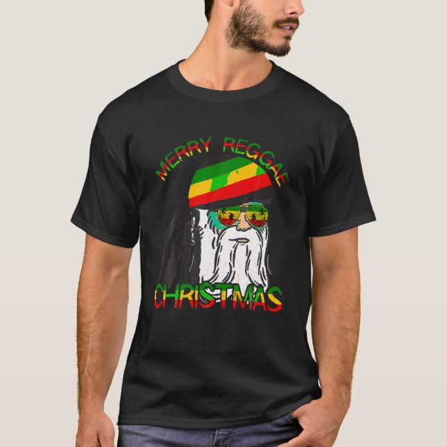 T-shirt Joyeux reggae Noël Rasta Père Noël Noël Rastafari (Devant)