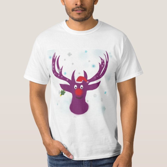T-shirt Joyeux Reindeer Holidays Value T-Shirt, Blanc (Devant)
