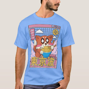 T-shirt Joyeux Renard Manger Ramen Vaporwave Aesthétique A