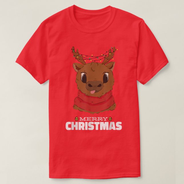T-shirt Joyeux rennes de Noël (Design devant)