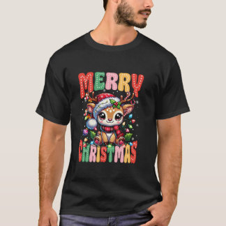 T-shirt Joyeux rennes de Noël Père Noël Xmas Famille Homme
