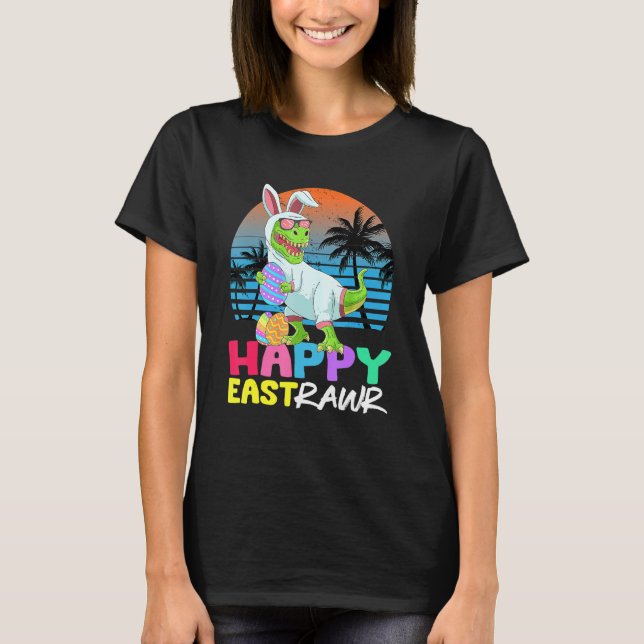 T-shirt Joyeux Rex Dinosaure Easter Bunny Egg Kids (Devant)