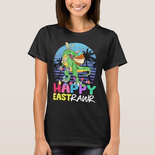 T-shirt Joyeux Rex Dinosaure Easter Bunny Egg Kids (Devant)