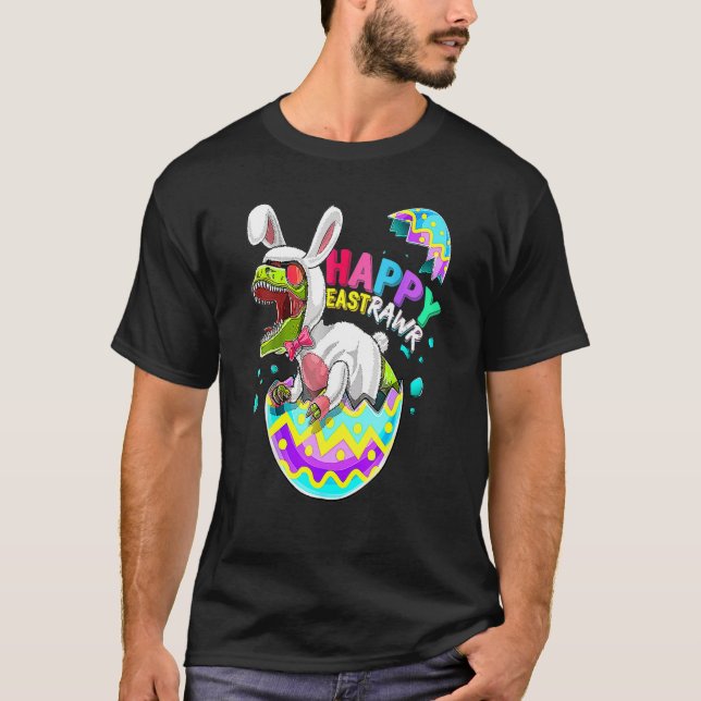 T-shirt Joyeux Rex Dinosaure Easter Bunny Egg Kids (Devant)
