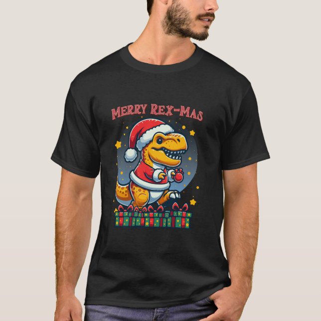 T-shirt Joyeux Rex Mas T Rex Dinosaur Père Noël Noël drôle (Devant)