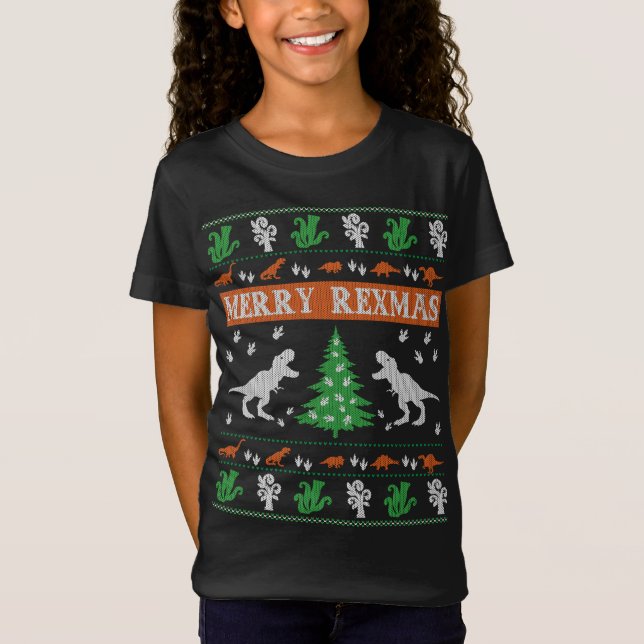 T-Shirt Joyeux Rexmas Dinosaur laide de Noël (Devant)