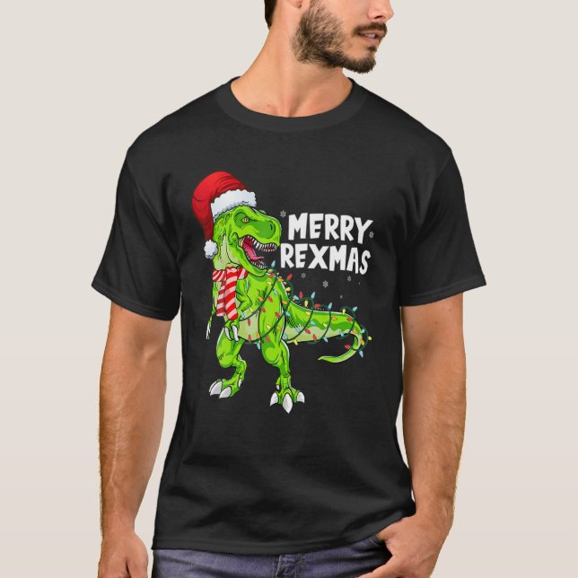 T-shirt Joyeux Rexmas Pyjamas Noël Trex Dinosaure Arbre (Devant)