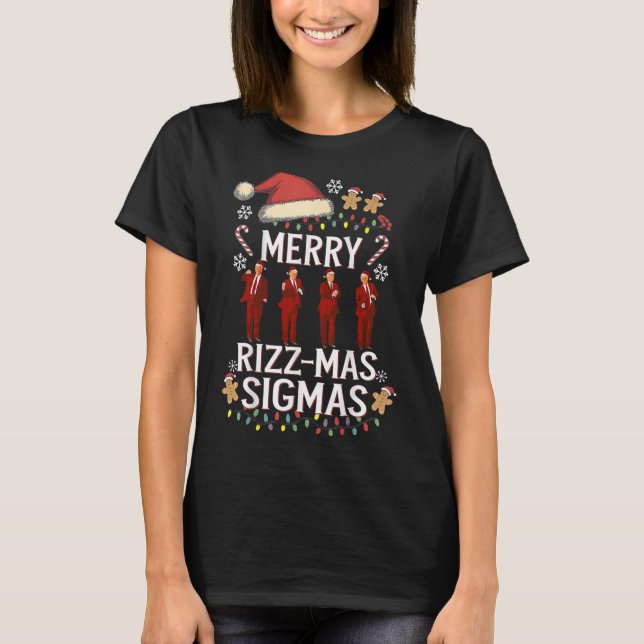 T-shirt Joyeux Rizz Mas Sigmas Gen Alpha Trump Noël Pj (Devant)