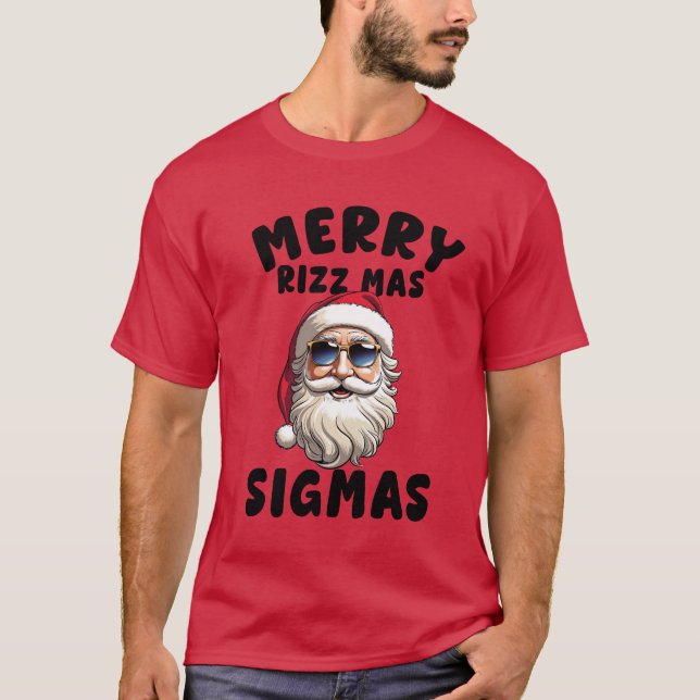 T-shirt Joyeux Rizz Mas Sigmas, Joyeux T-Shi T-Shi Noël (Devant)