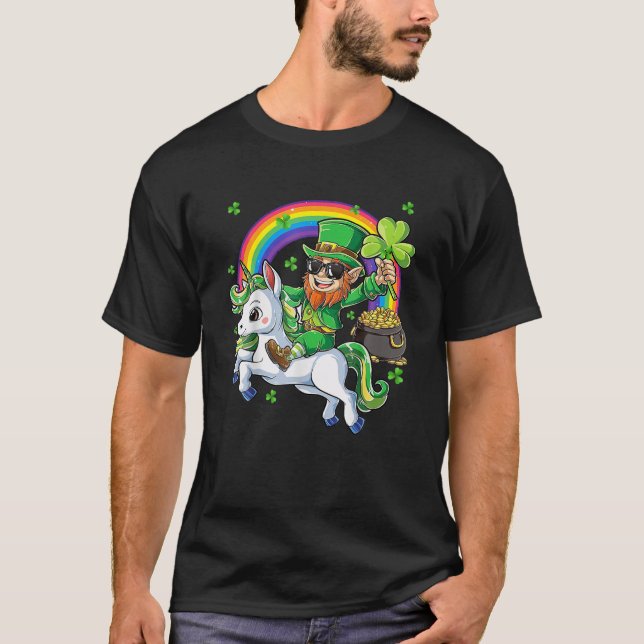 T-shirt Joyeux Saint Patrick Jester Unicorn Funny Gif (Devant)
