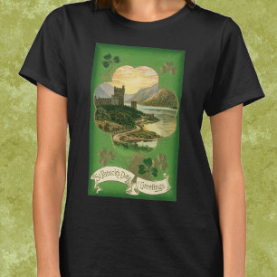 T-shirt Joyeux Saint-Patrick Vintage Carte de Vœux Château