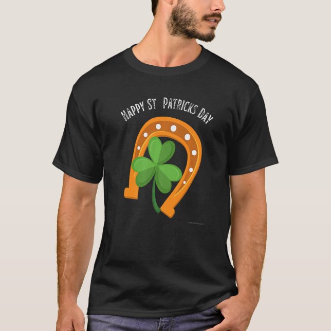 T-shirt Joyeux Saint-Patricks Day Vert Clover Horse Chauss (Devant)