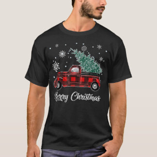 T-shirt Joyeux sapin de Noël Buffalo Chariot rouge plaqué