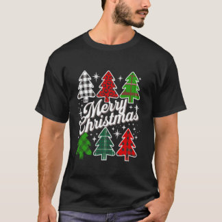T-shirt Joyeux sapin de Noël Buffalo plaqué Rouge Blanc