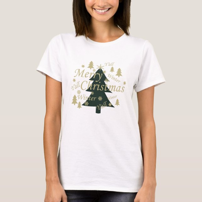 T-shirt Joyeux sapin de Noël décoré (Devant)