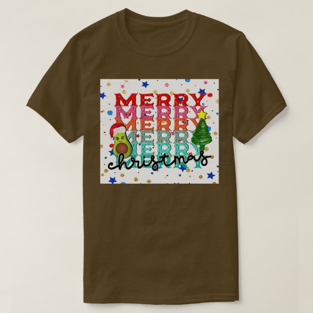 T-shirt Joyeux sapin de Noël Joyeux merry (Design devant)
