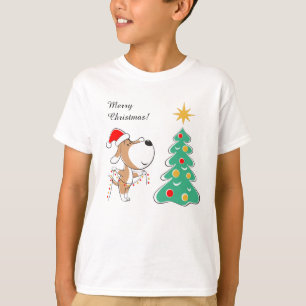 T-shirt Joyeux sapin de Noël mignon Chien Chien Chien Sant