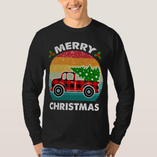T-shirt Joyeux sapin de Noël Retro Camion Rouge Buffalo Pl