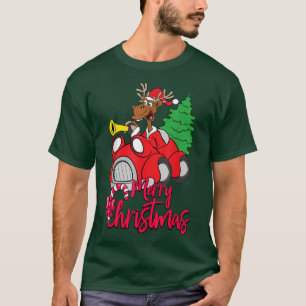 T-shirt Joyeux sapin de Noël Voiture Vacances Drôle Reinde