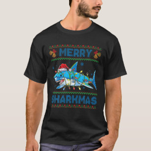 T-shirt Joyeux Sharkmas drôle Père Noël Shark Jeu de Noël