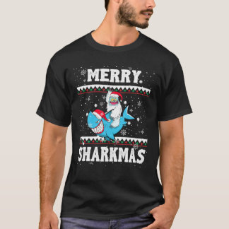 T-shirt Joyeux Sharkmas Père Noël Shark laide pull Noël