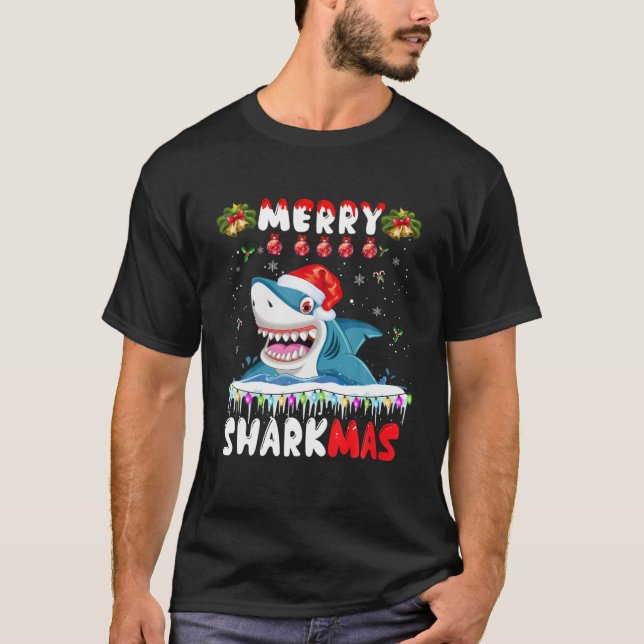 T-shirt Joyeux Sharkmas Père Noël Sharks de Noël Lover Men (Devant)