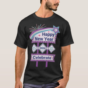 T-shirt Joyeux signe du Nouvel An Retro - Célébrer la Marq