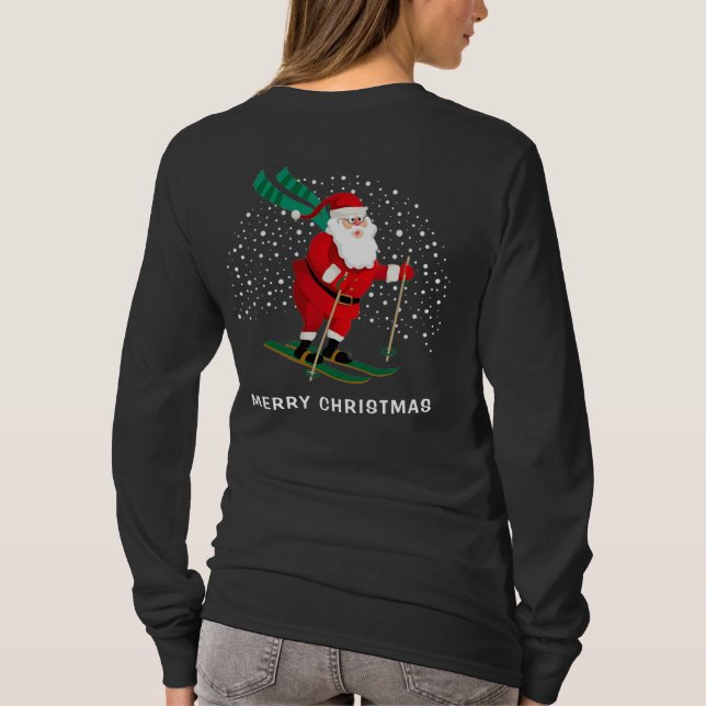 T-shirt Joyeux Ski de Noël Père Noël Hiver Personnalisé (Dos)