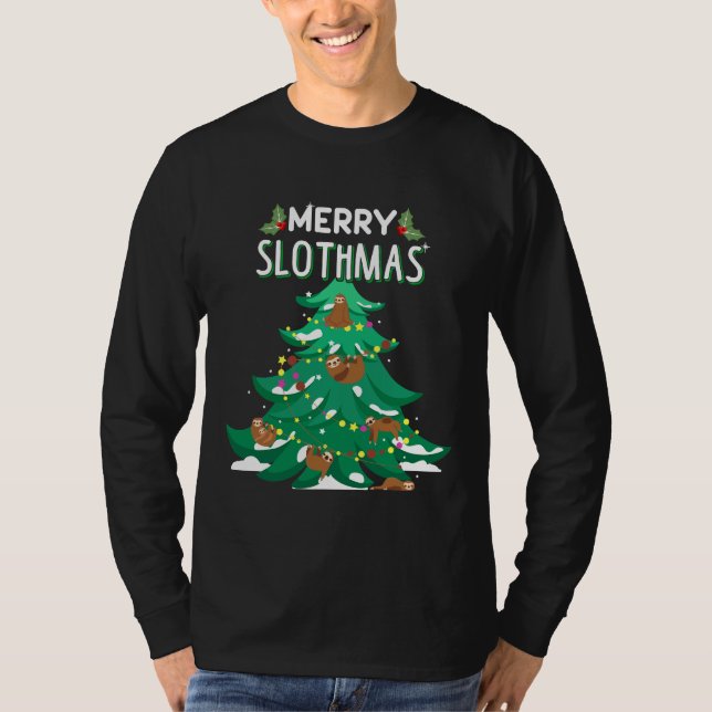 T-shirt Joyeux Slothmas Funny Christmas Swea (Devant)