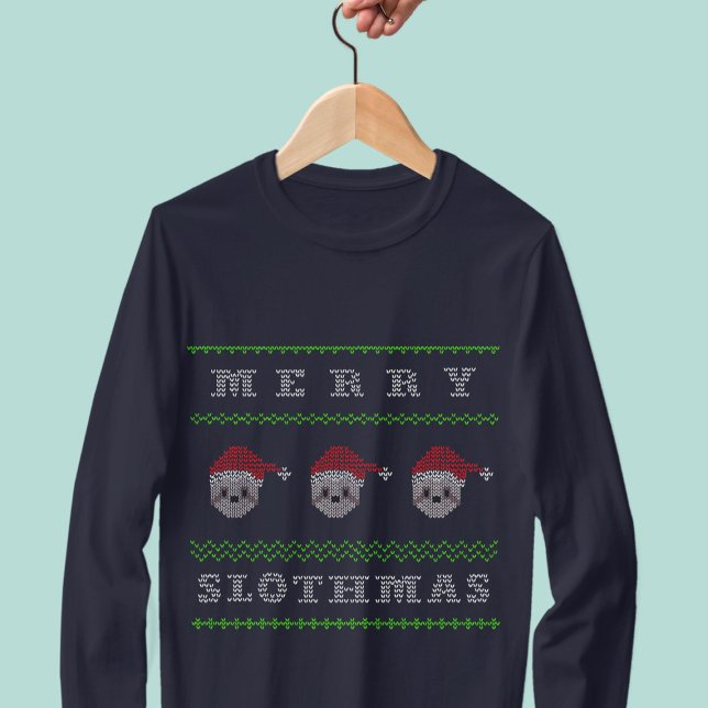 T-shirt Joyeux Slothmas mignonne Père Noël Slot Noël (Merry Slothmas from the 3 wise Santa Sloths! A fun and festive sweater to wear this holiday season)