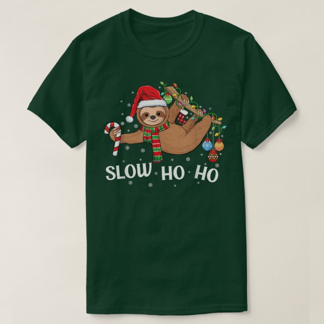 T-shirt Joyeux Slothmas pyjama paresseux Noël Santa hat X (Design devant)