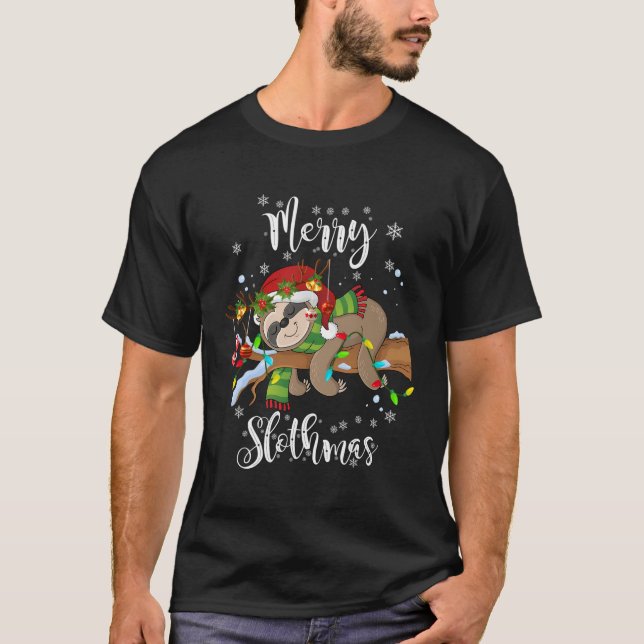 T-shirt Joyeux Slothmas T Chemise Pajama de Noël Pour Slot (Devant)