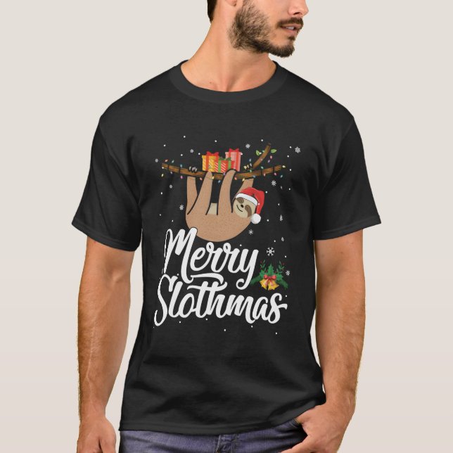 T-shirt Joyeux Slothmas T Pajama Pour Les Amateurs De Pare (Devant)