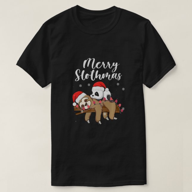 T-shirt Joyeux Slothmas Tee Pajama de Noël pour Sloth Pand (Design devant)
