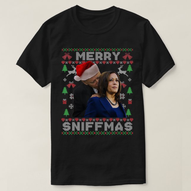 T-shirt Joyeux Sniffmas Noël Anti Biden Vilain Noël (Design devant)