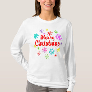 T-shirt Joyeux Snowflakes colorés de Noël